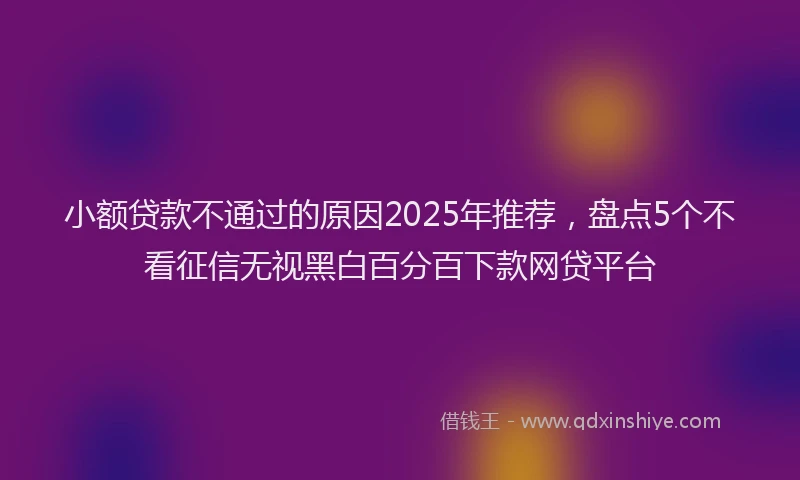 小额贷款不通过的原因2025年推荐，盘点5个不看征信无视黑白百分百下款网贷平台