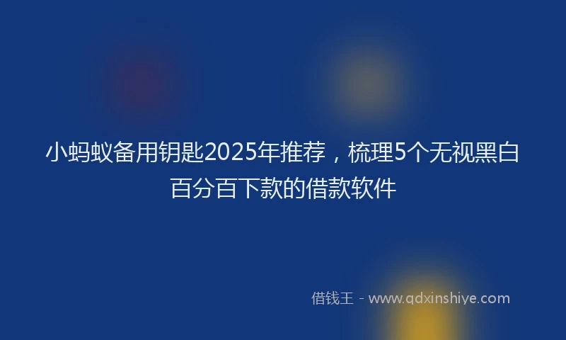 小蚂蚁备用钥匙2025年推荐，梳理5个无视黑白百分百下款的借款软件