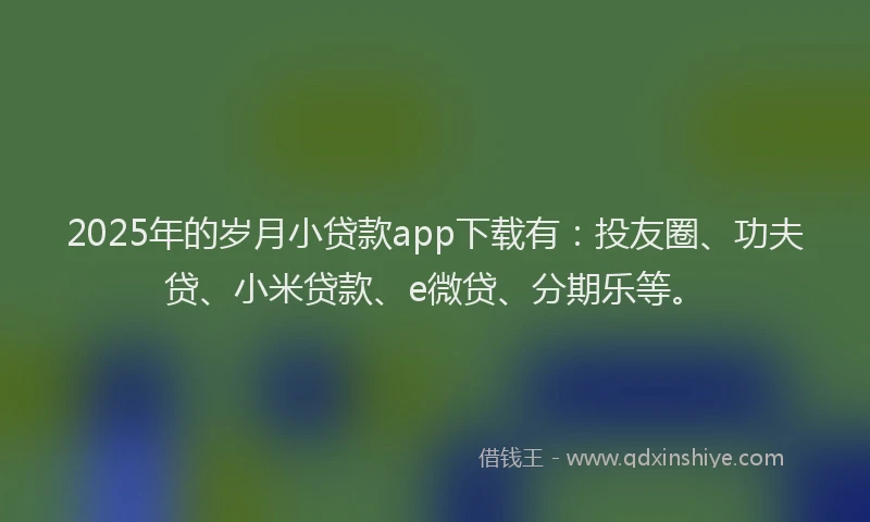 2025年的岁月小贷款app下载有：投友圈、功夫贷、小米贷款、e微贷、分期乐等。