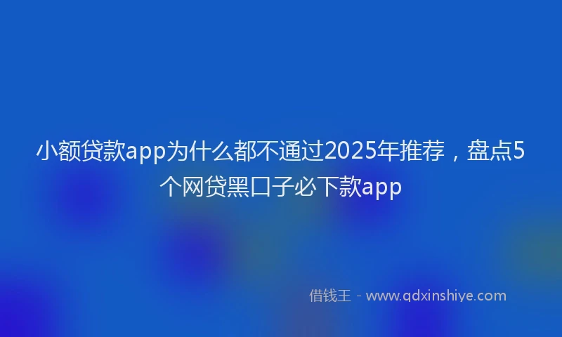 小额贷款app为什么都不通过2025年推荐，盘点5个网贷黑口子必下款app