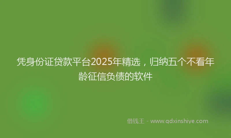 凭身份证贷款平台2025年精选，归纳五个不看年龄征信负债的软件