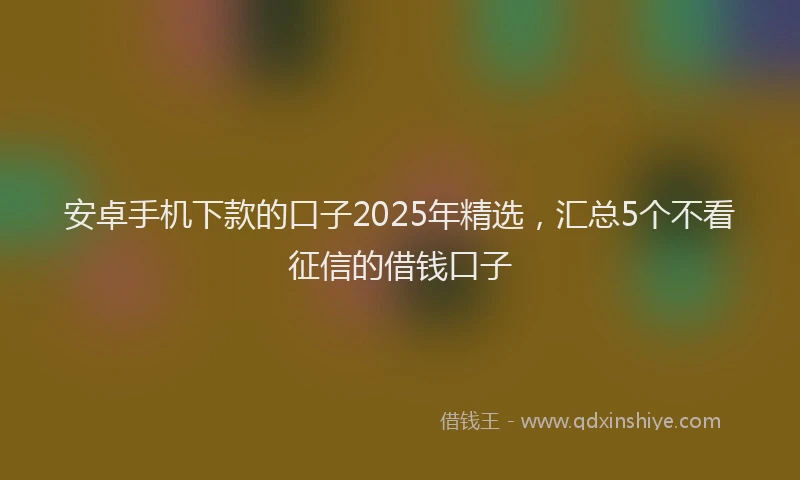 安卓手机下款的口子2025年精选，汇总5个不看征信的借钱口子