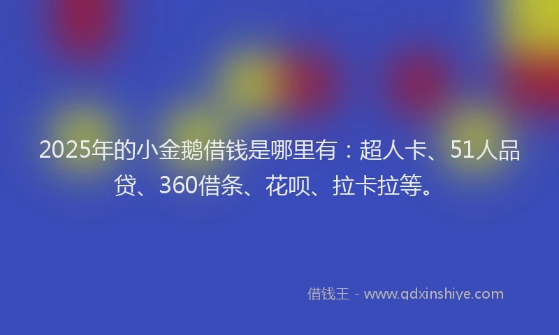 2025年的小金鹅借钱是哪里有：超人卡、51人品贷、360借条、花呗、拉卡拉等。