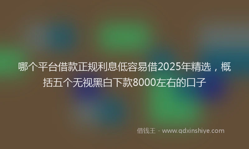 哪个平台借款正规利息低容易借2025年精选，概括五个无视黑白下款8000左右的口子