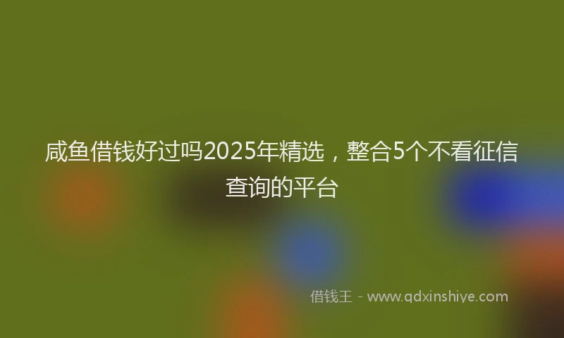 咸鱼借钱好过吗2025年精选，整合5个不看征信查询的平台