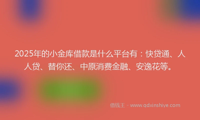 2025年的小金库借款是什么平台有：快贷通、人人贷、替你还、中原消费金融、安逸花等。