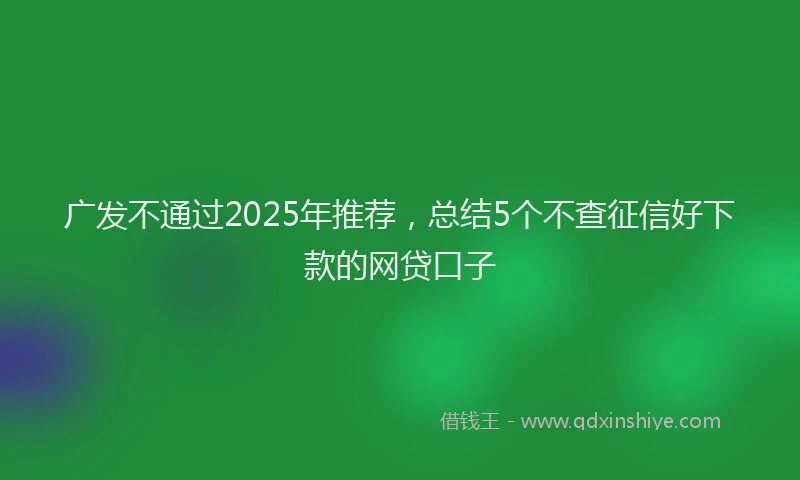 广发不通过2025年推荐，总结5个不查征信好下款的网贷口子