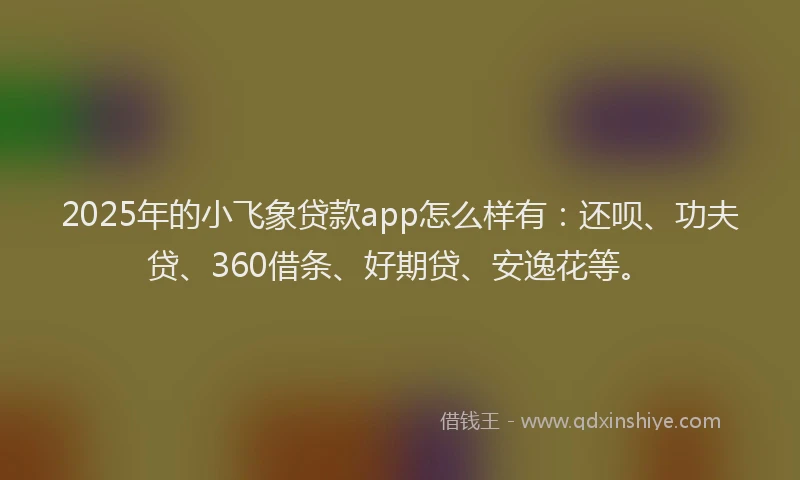 2025年的小飞象贷款app怎么样有：还呗、功夫贷、360借条、好期贷、安逸花等。
