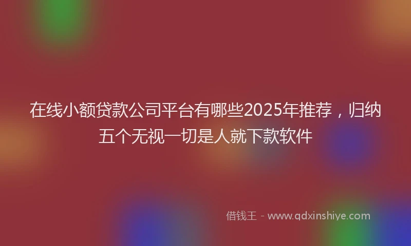 在线小额贷款公司平台有哪些2025年推荐，归纳五个无视一切是人就下款软件
