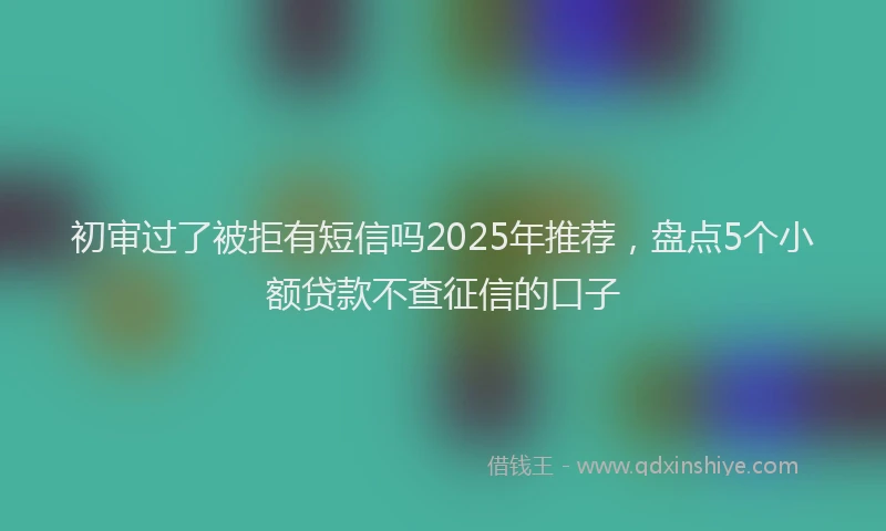 初审过了被拒有短信吗2025年推荐，盘点5个小额贷款不查征信的口子