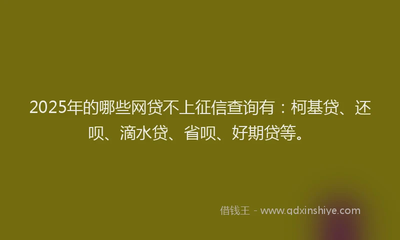 2025年的哪些网贷不上征信查询有：柯基贷、还呗、滴水贷、省呗、好期贷等。