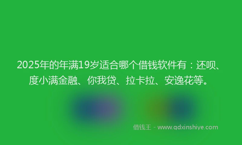 2025年的年满19岁适合哪个借钱软件有：还呗、度小满金融、你我贷、拉卡拉、安逸花等。