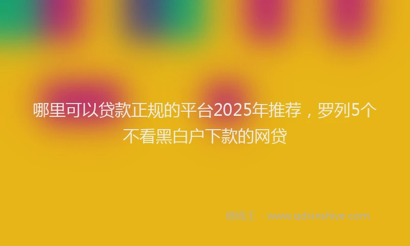 哪里可以贷款正规的平台2025年推荐，罗列5个不看黑白户下款的网贷