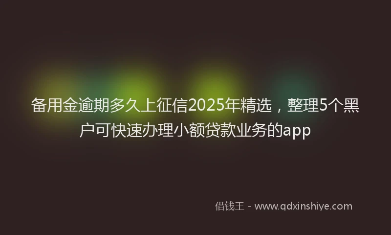 备用金逾期多久上征信2025年精选，整理5个黑户可快速办理小额贷款业务的app