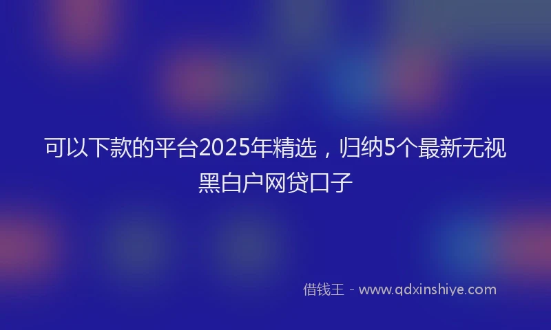 可以下款的平台2025年精选，归纳5个最新无视黑白户网贷口子