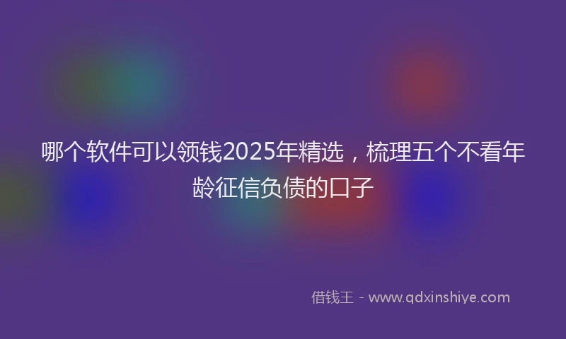 哪个软件可以领钱2025年精选，梳理五个不看年龄征信负债的口子