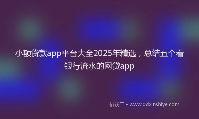 小额贷款app平台大全2025年精选，总结五个看银行流水的网贷app