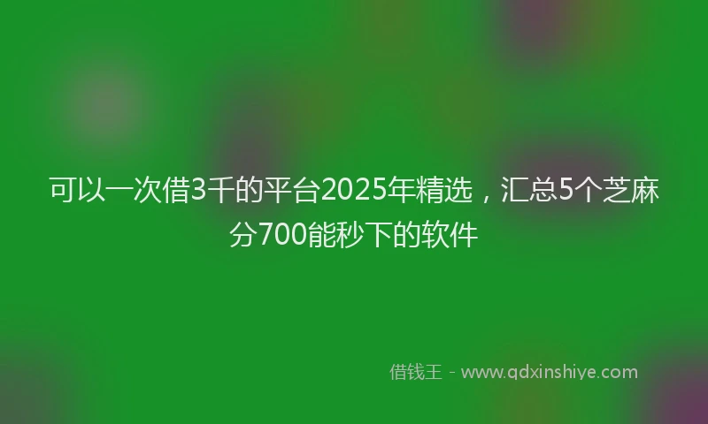 可以一次借3千的平台2025年精选，汇总5个芝麻分700能秒下的软件