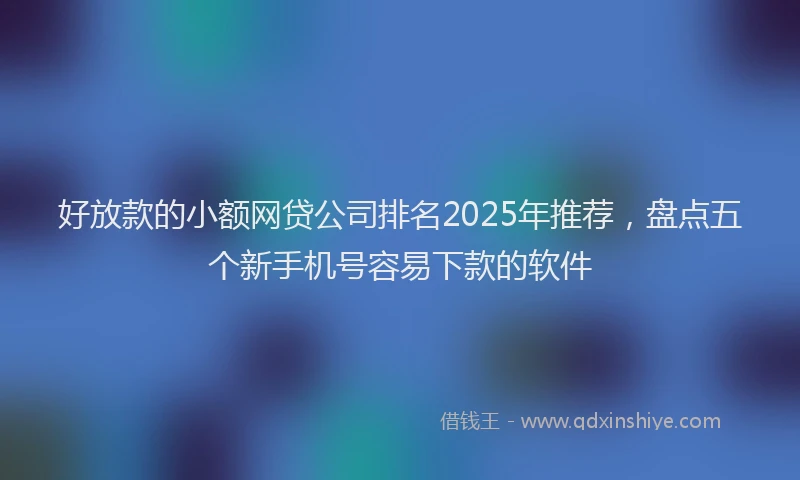 好放款的小额网贷公司排名2025年推荐，盘点五个新手机号容易下款的软件