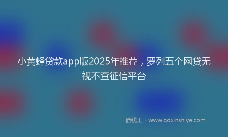 小黄蜂贷款app版2025年推荐，罗列五个网贷无视不查征信平台