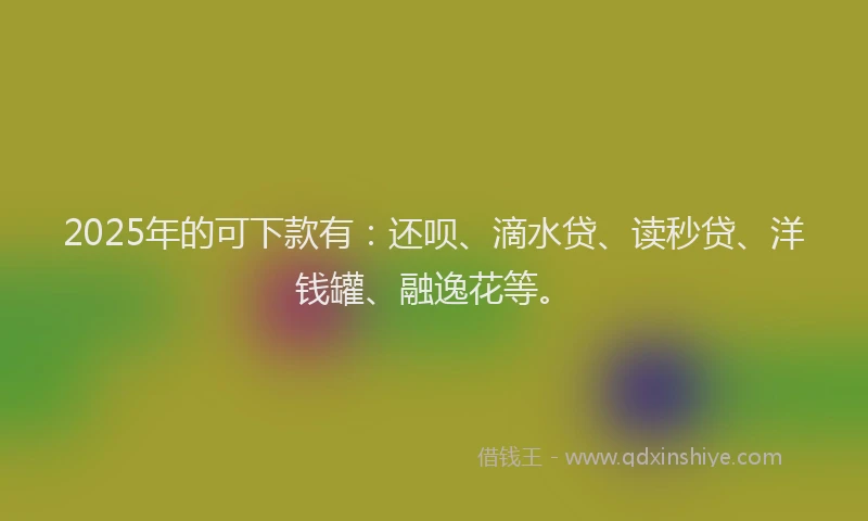 2025年的可下款有：还呗、滴水贷、读秒贷、洋钱罐、融逸花等。