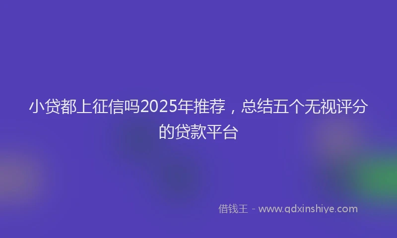 小贷都上征信吗2025年推荐，总结五个无视评分的贷款平台