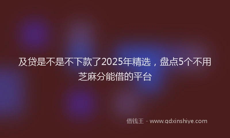 及贷是不是不下款了2025年精选，盘点5个不用芝麻分能借的平台