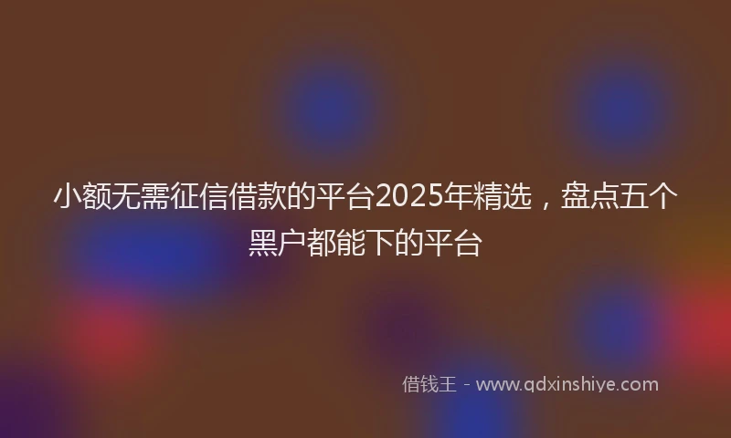 小额无需征信借款的平台2025年精选，盘点五个黑户都能下的平台