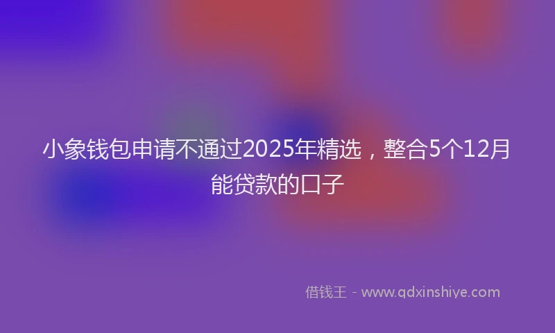 小象钱包申请不通过2025年精选，整合5个12月能贷款的口子