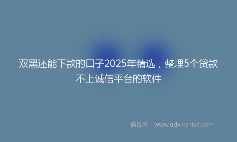 双黑还能下款的口子2025年精选，整理5个贷款不上诚信平台的软件