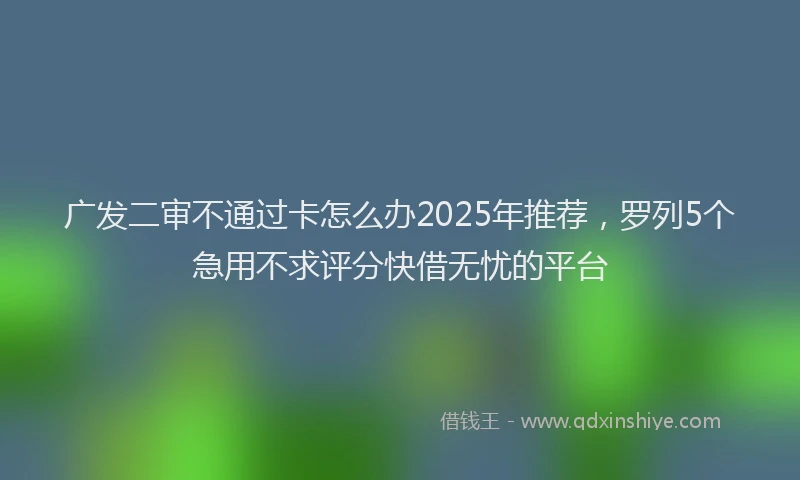广发二审不通过卡怎么办2025年推荐，罗列5个急用不求评分快借无忧的平台