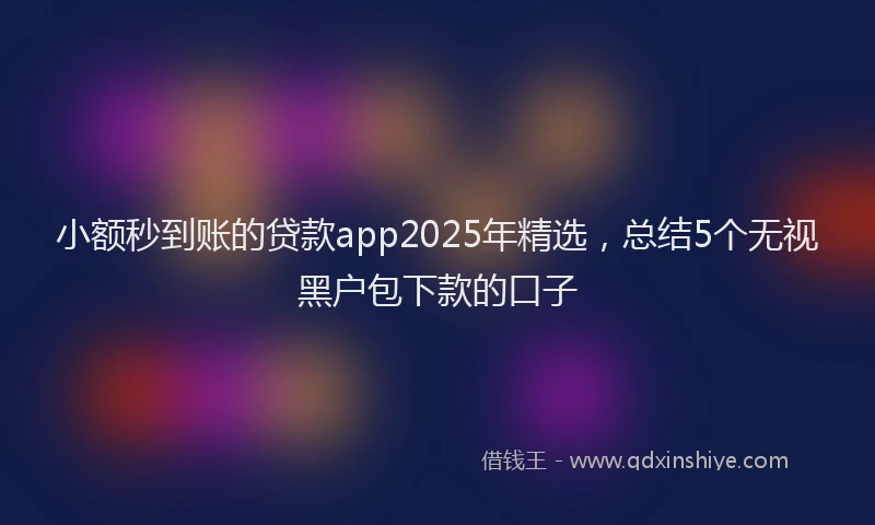 小额秒到账的贷款app2025年精选，总结5个无视黑户包下款的口子