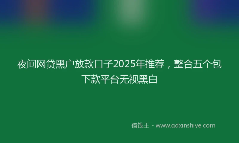 夜间网贷黑户放款口子2025年推荐，整合五个包下款平台无视黑白