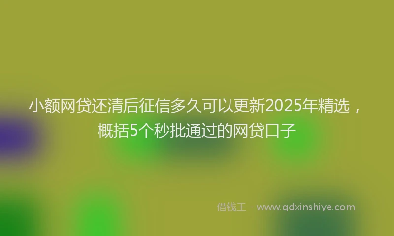 小额网贷还清后征信多久可以更新2025年精选，概括5个秒批通过的网贷口子