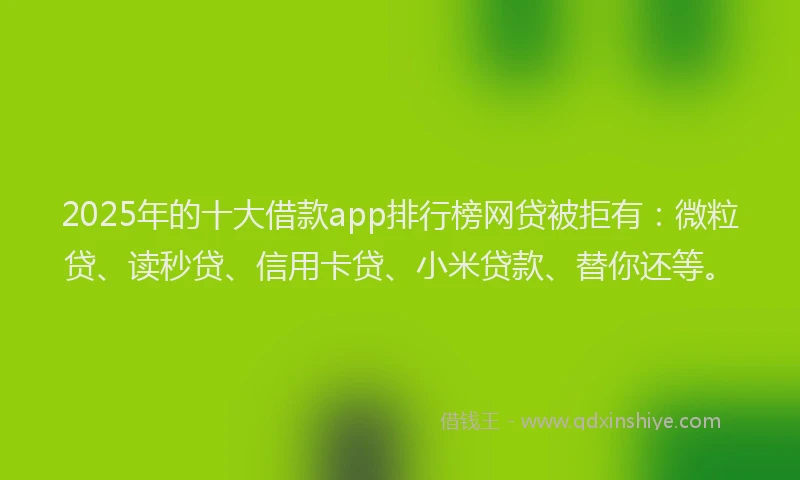 2025年的十大借款app排行榜网贷被拒有：微粒贷、读秒贷、信用卡贷、小米贷款、替你还等。