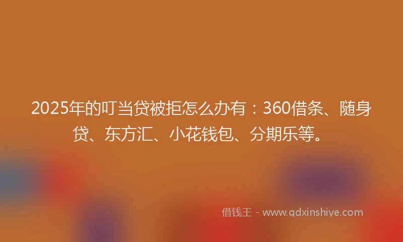 2025年的叮当贷被拒怎么办有：360借条、随身贷、东方汇、小花钱包、分期乐等。