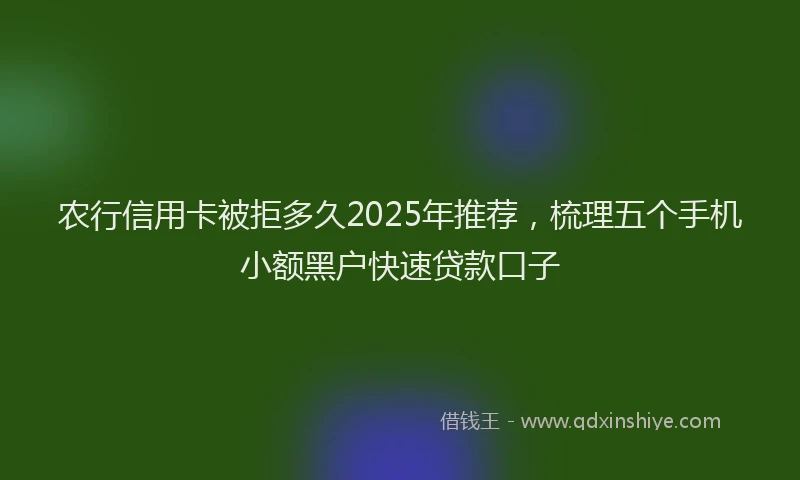 农行信用卡被拒多久2025年推荐，梳理五个手机小额黑户快速贷款口子