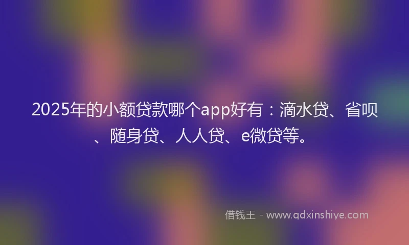 2025年的小额贷款哪个app好有：滴水贷、省呗、随身贷、人人贷、e微贷等。