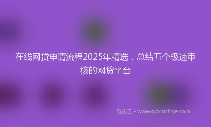 在线网贷申请流程2025年精选，总结五个极速审核的网贷平台
