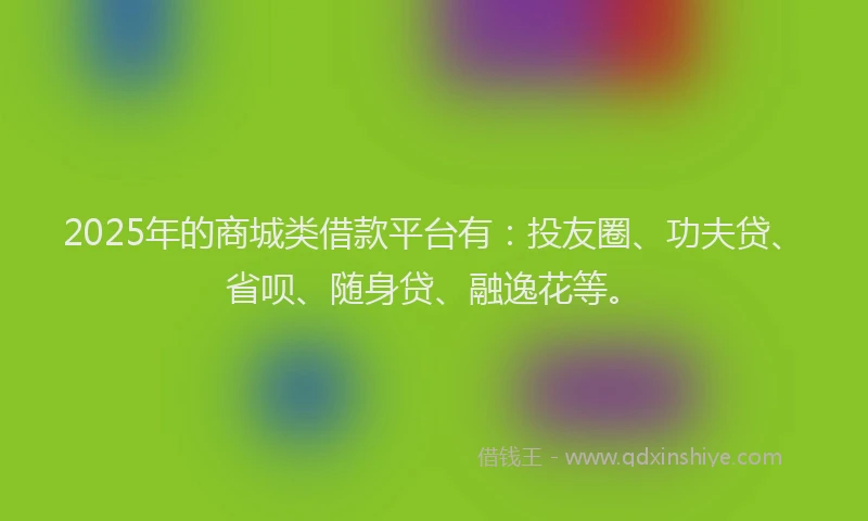 2025年的商城类借款平台有：投友圈、功夫贷、省呗、随身贷、融逸花等。