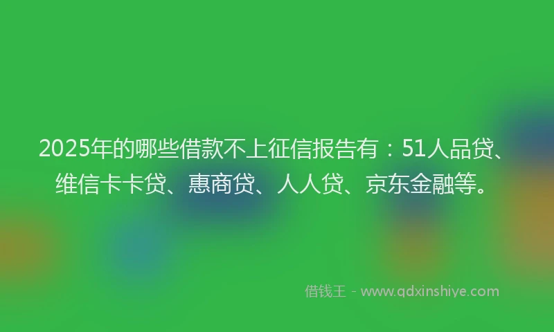 2025年的哪些借款不上征信报告有：51人品贷、维信卡卡贷、惠商贷、人人贷、京东金融等。