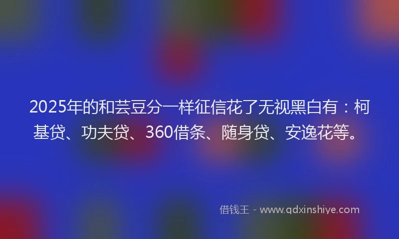 2025年的和芸豆分一样征信花了无视黑白有：柯基贷、功夫贷、360借条、随身贷、安逸花等。