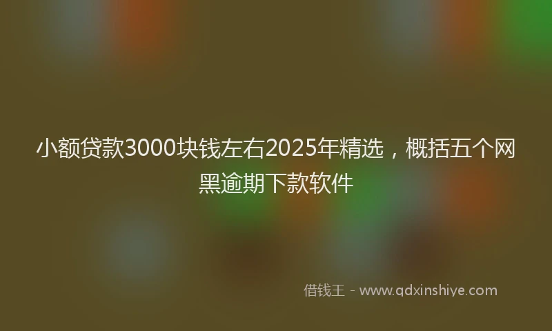 小额贷款3000块钱左右2025年精选，概括五个网黑逾期下款软件