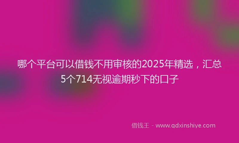 哪个平台可以借钱不用审核的2025年精选，汇总5个714无视逾期秒下的口子