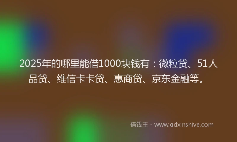 2025年的哪里能借1000块钱有：微粒贷、51人品贷、维信卡卡贷、惠商贷、京东金融等。