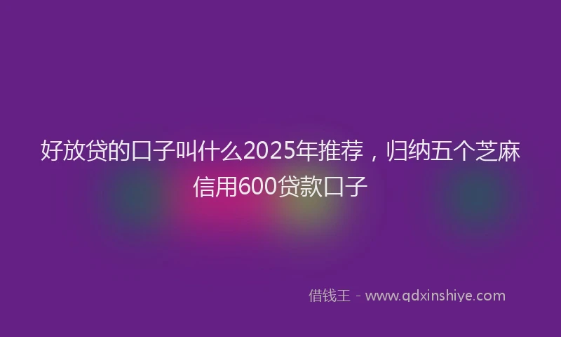 好放贷的口子叫什么2025年推荐，归纳五个芝麻信用600贷款口子