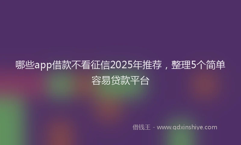 哪些app借款不看征信2025年推荐，整理5个简单容易贷款平台
