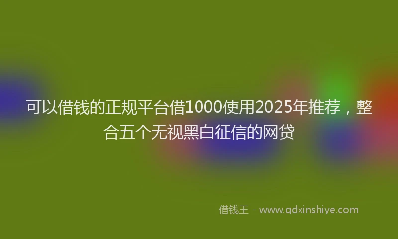 可以借钱的正规平台借1000使用2025年推荐，整合五个无视黑白征信的网贷