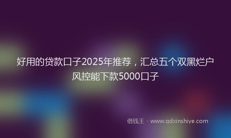 好用的贷款口子2025年推荐，汇总五个双黑烂户风控能下款5000口子