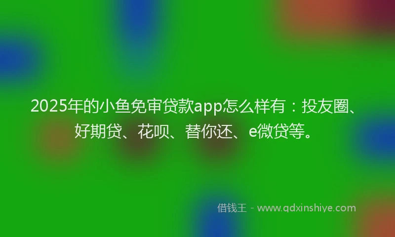 2025年的小鱼免审贷款app怎么样有：投友圈、好期贷、花呗、替你还、e微贷等。